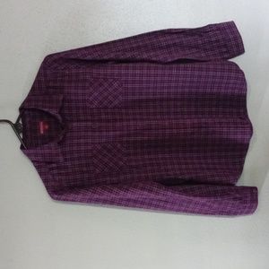 Pink plaid flannel look long sleeve